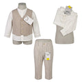 Completo Cerimonia Neonato Mayoral Beige Rigato 3 Pezzi 6 Mesi