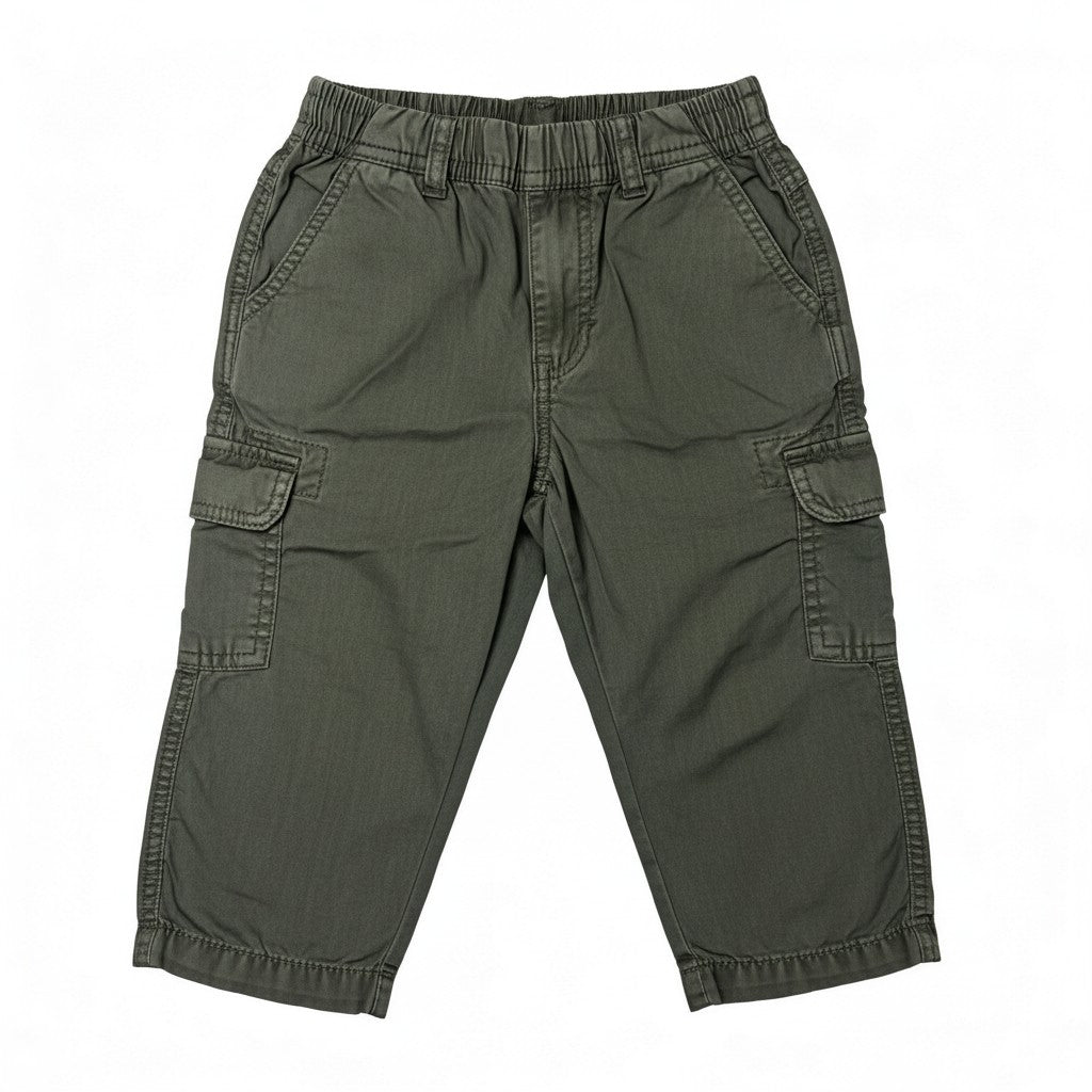 Pantaloni Cargo Neonato Verde Militare 6-9 Mesi