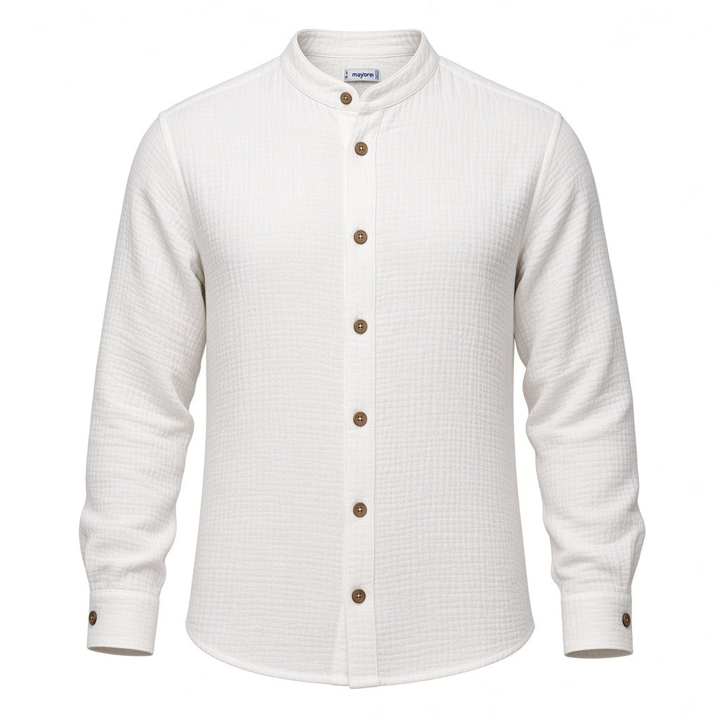 Camicia Bambino Mayoral Nata in Mussola con Colletto Coreano 8 Anni