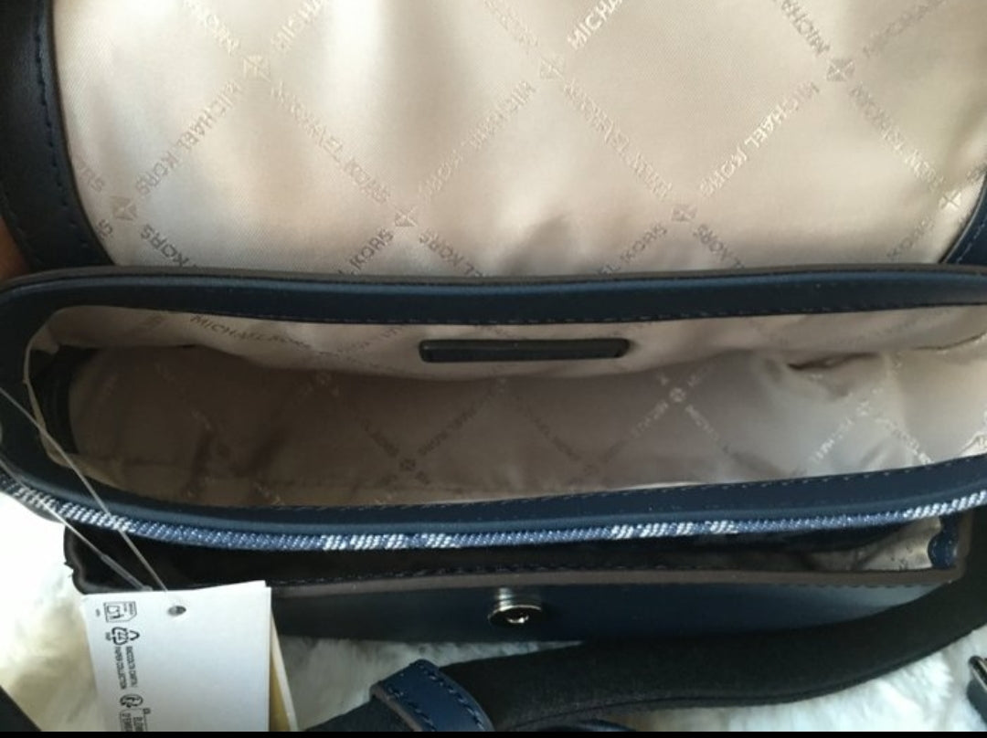 Michael Kors Jet Set Travel Denim Crossbody Bag con Pouch | Nuova