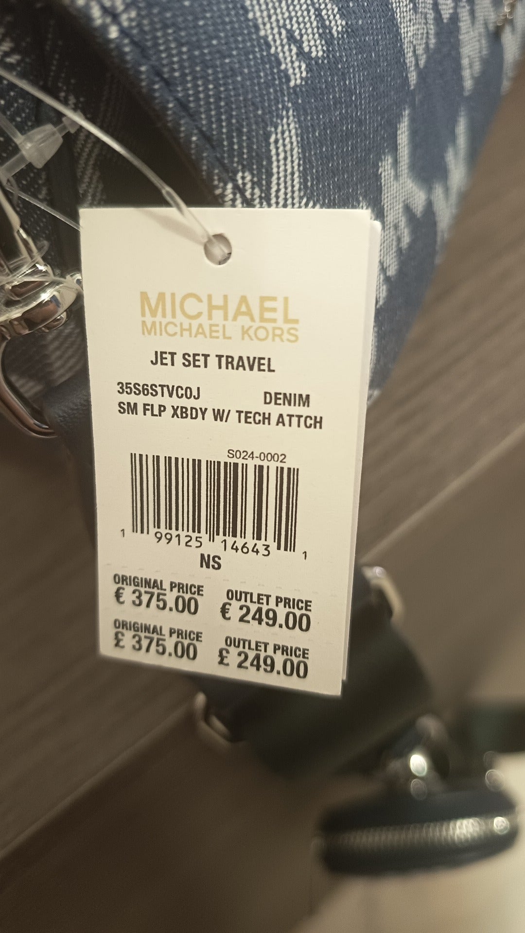 Michael Kors Jet Set Travel Denim Crossbody Bag con Pouch | Nuova