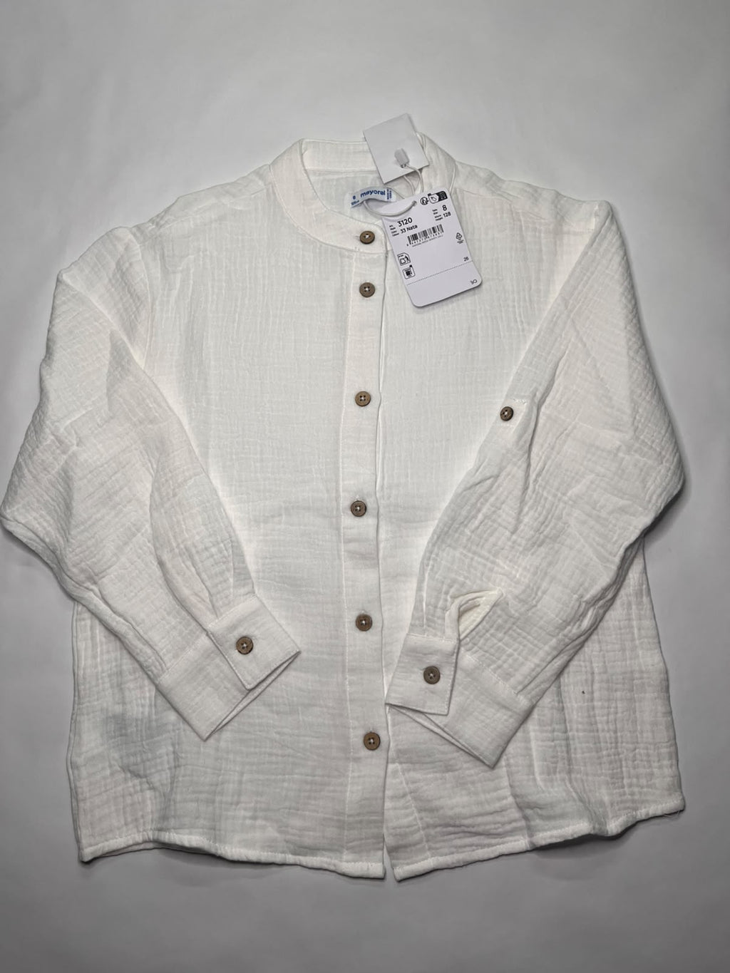 Camicia Bambino Mayoral Nata in Mussola con Colletto Coreano 8 Anni