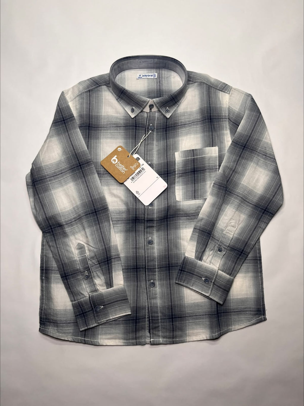 Camicia Bambino Mayoral a Quadri Grigio e Blu 6 Anni