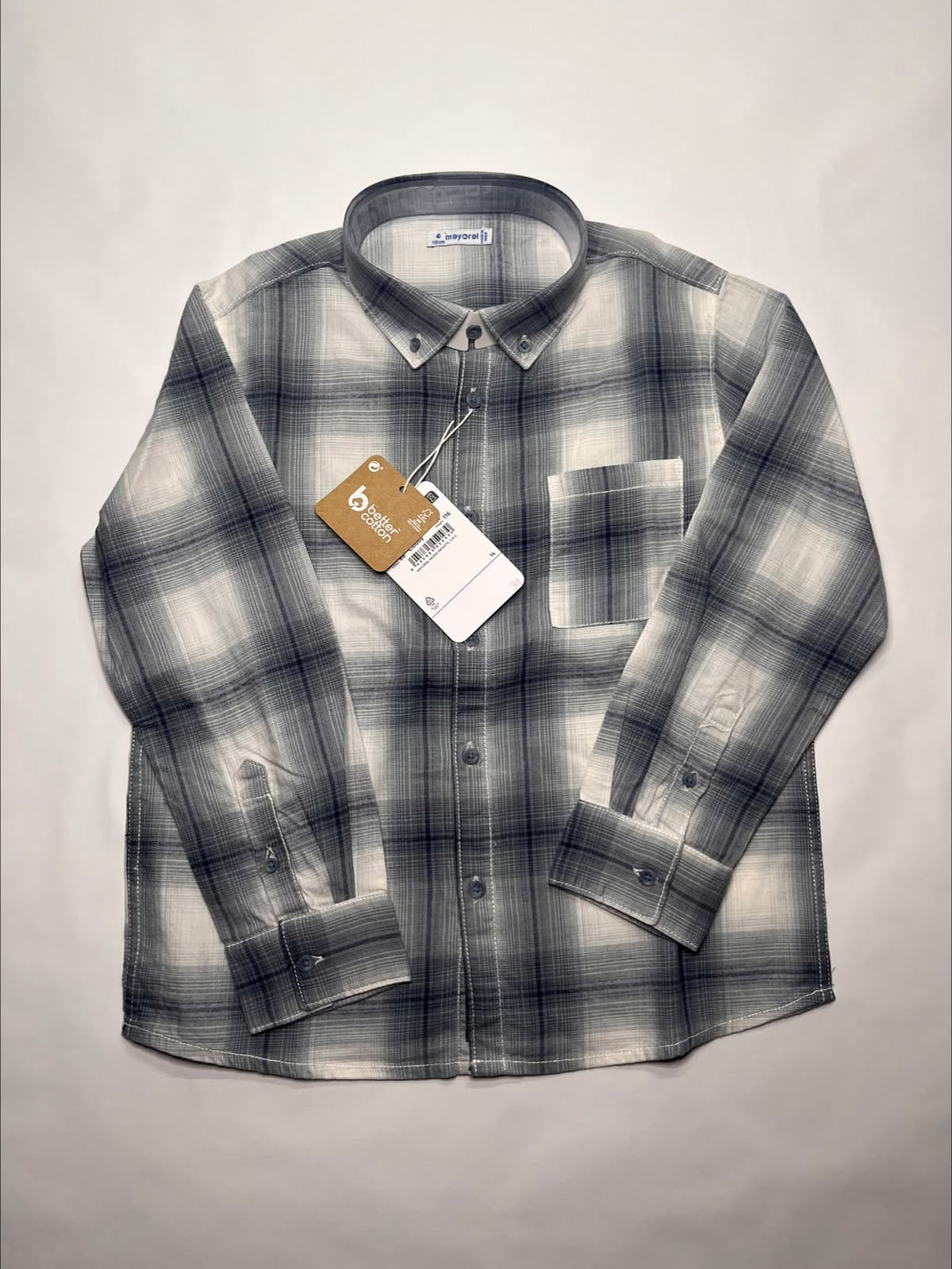 Camicia Bambino Mayoral a Quadri Grigio e Blu 6 Anni