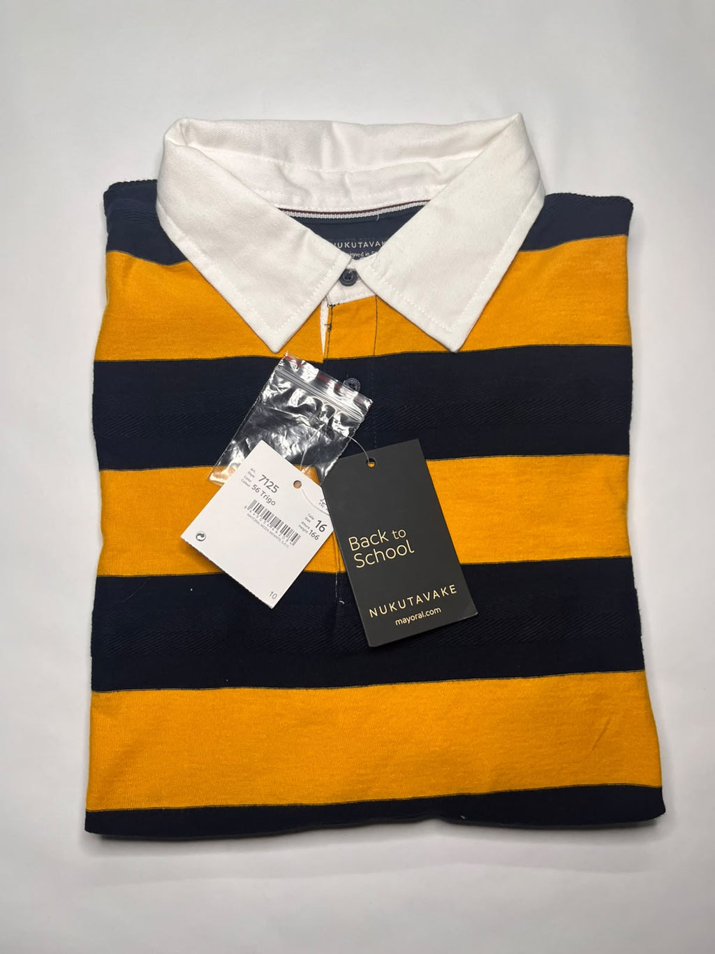 Polo Rugby Ragazzo Mayoral Nukutavake Righe Giallo e Blu 16 Anni