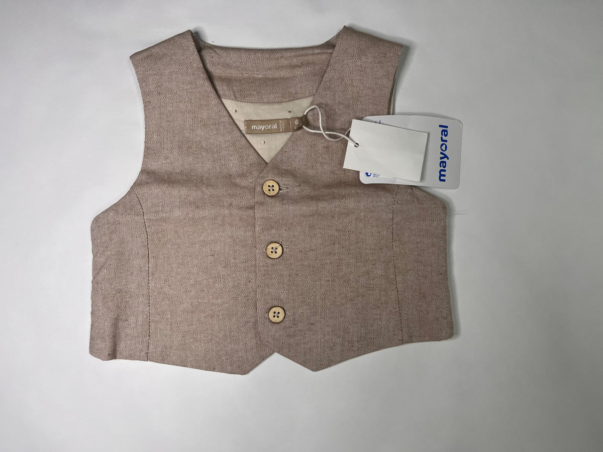 Completo Cerimonia Neonato Mayoral Beige Rigato 3 Pezzi 6 Mesi
