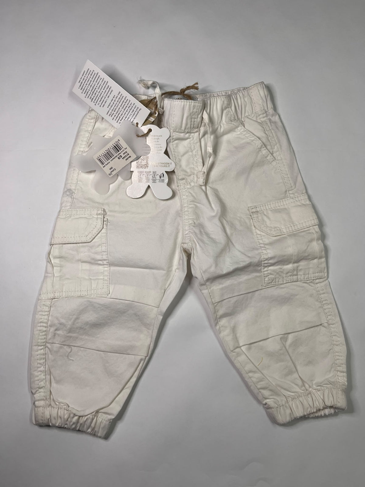 Pantaloni Cargo Neonato Yours by Tandem Bianco 6-9 Mesi