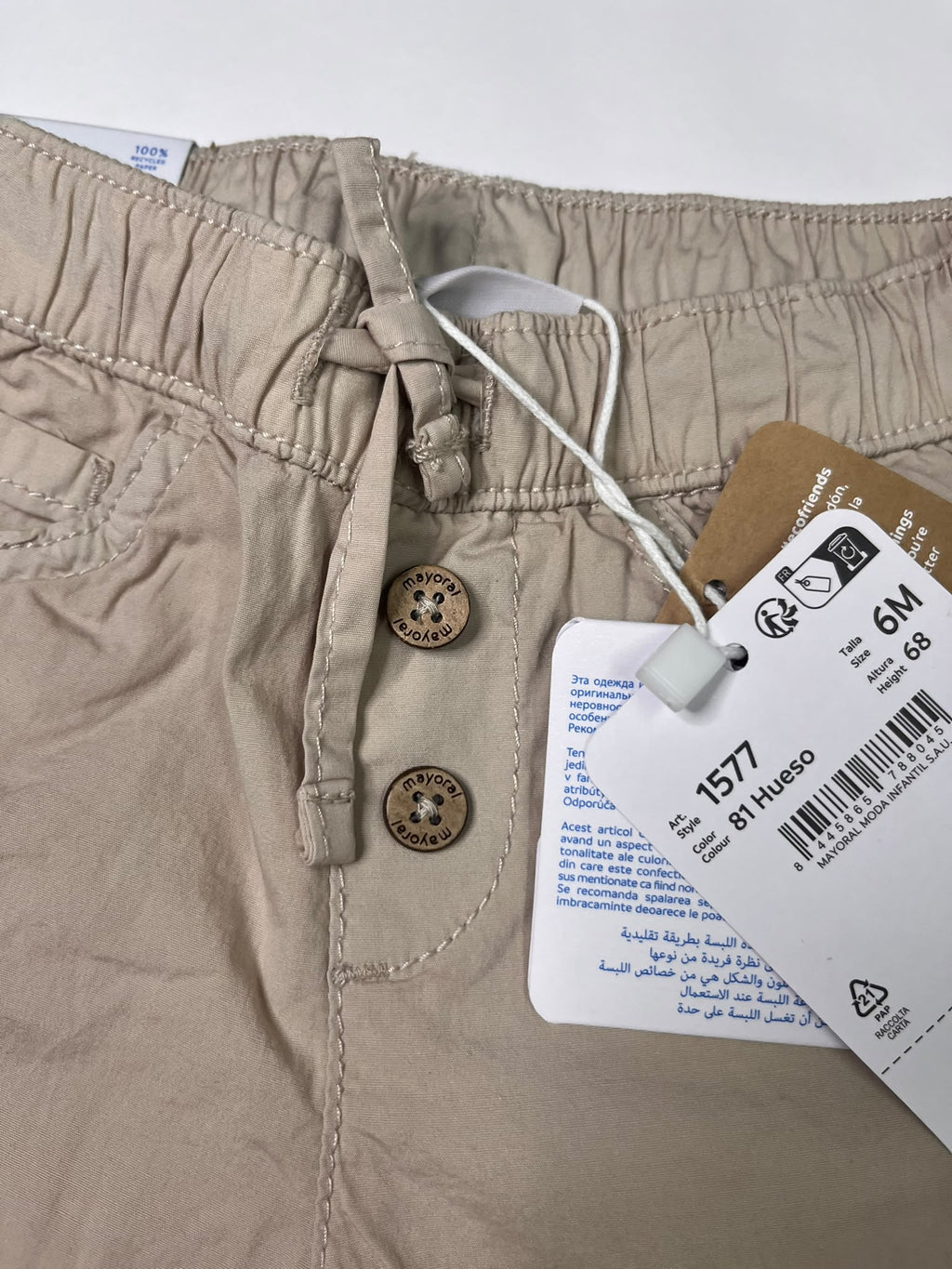 Pantaloni Regular Fit Neonato Mayoral Hueso 6 Mesi