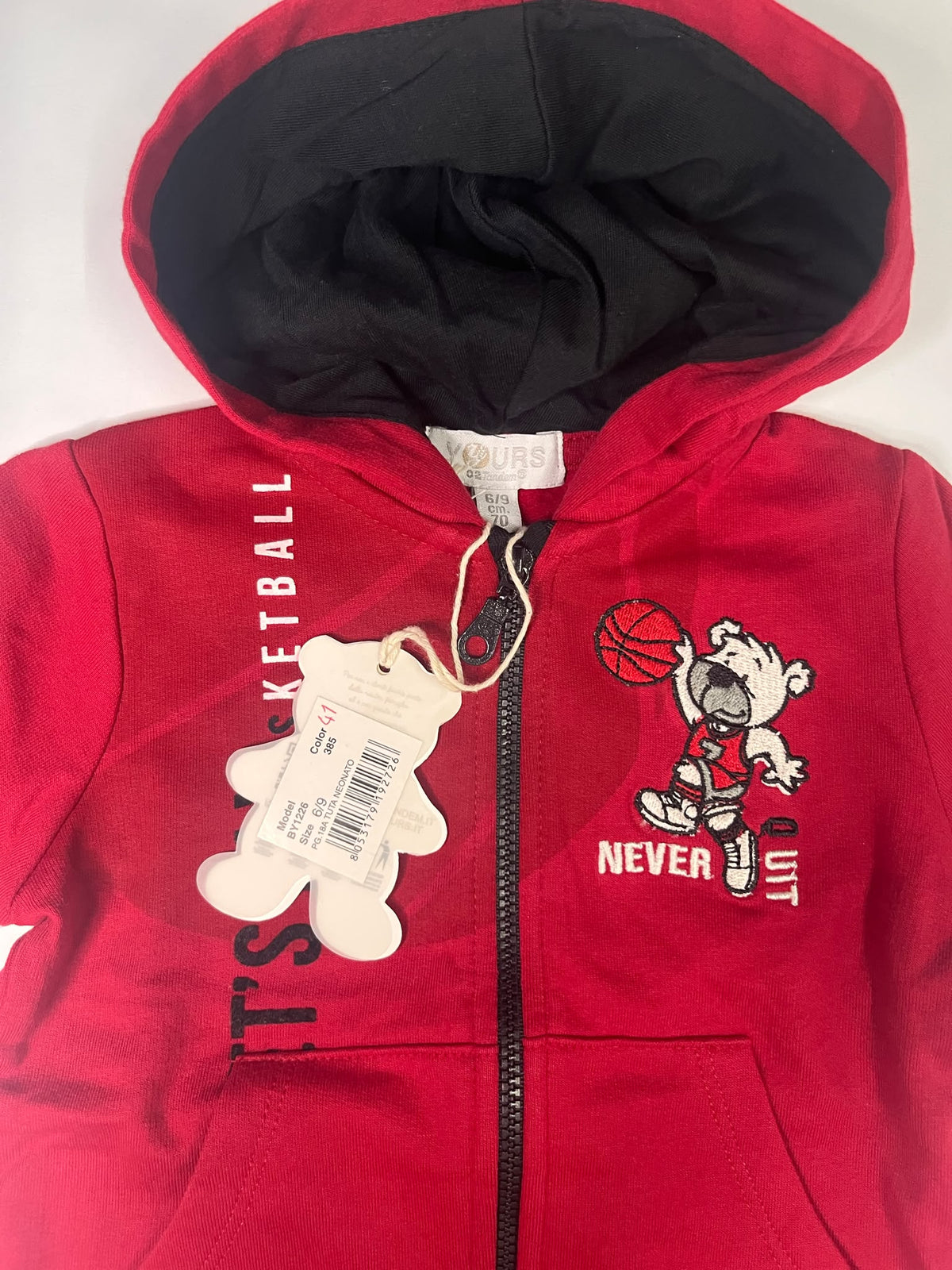 Completo Tuta Neonato Yours Basketball Never Quit 6-9 Mesi