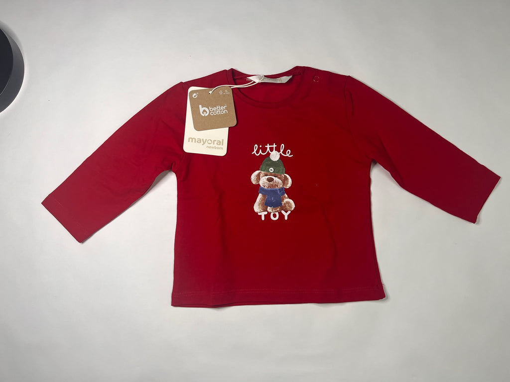 Maglietta Neonato Mayoral Little Toy Rossa con orsetto