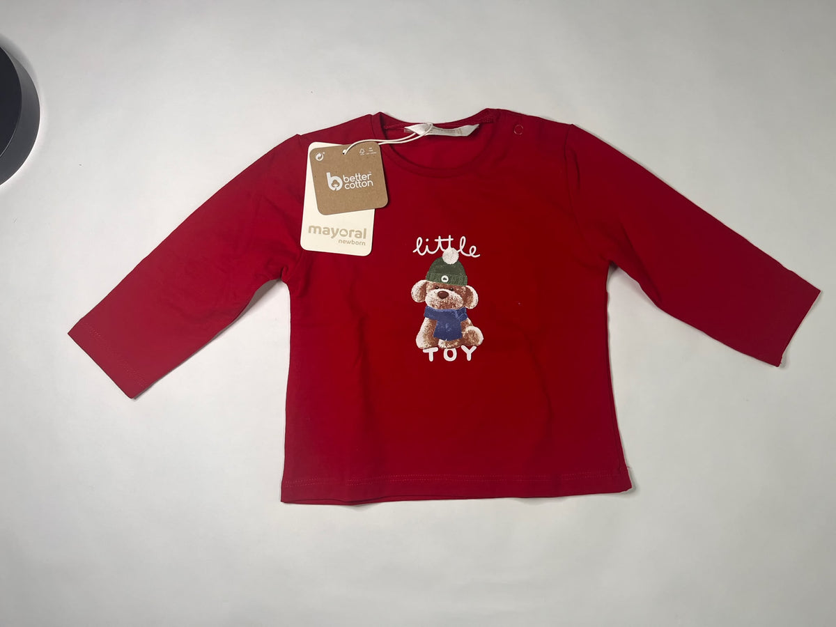 Maglietta Neonato Mayoral Little Toy Rossa con orsetto
