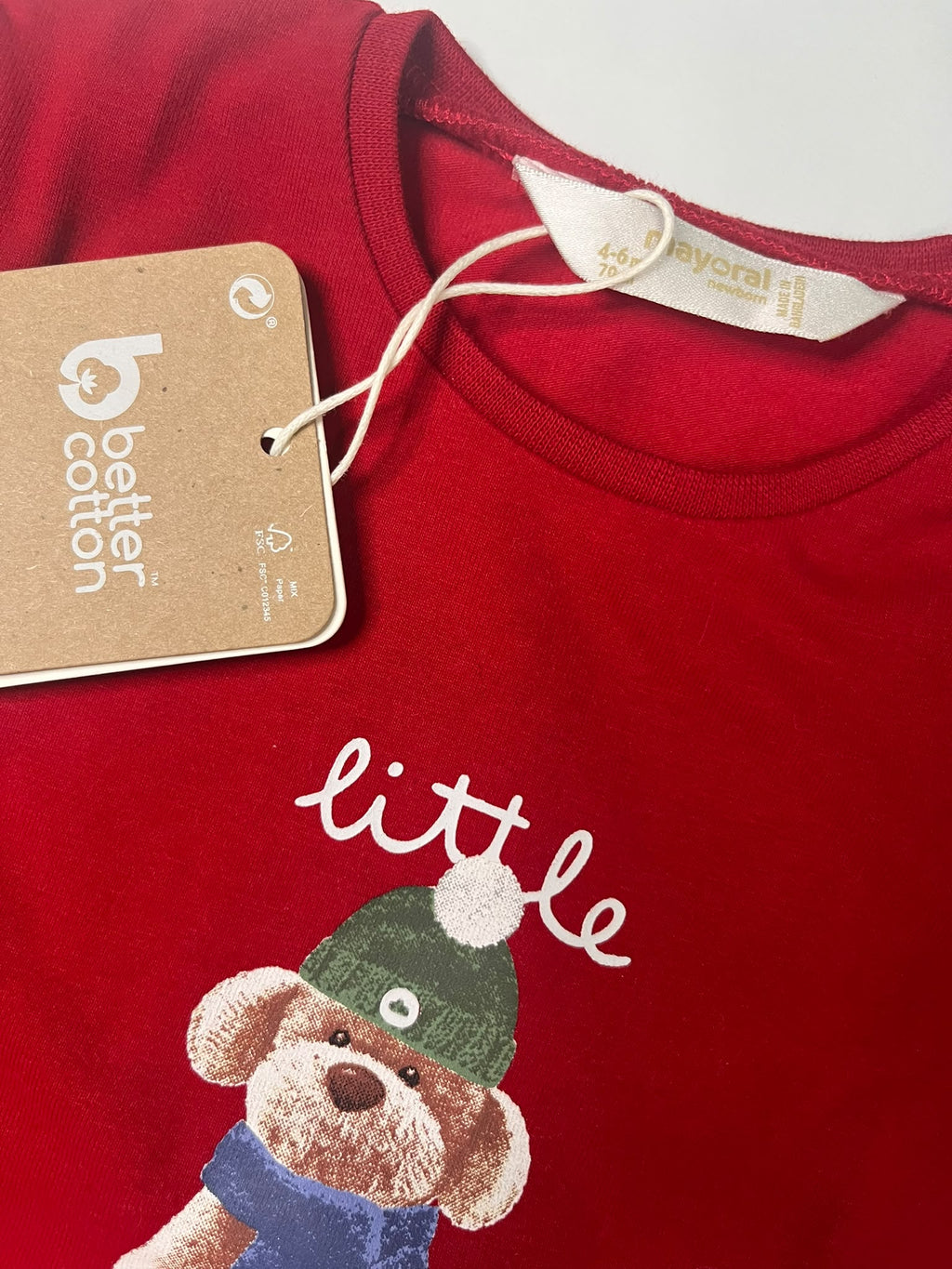 Maglietta Neonato Mayoral Little Toy Rossa con orsetto