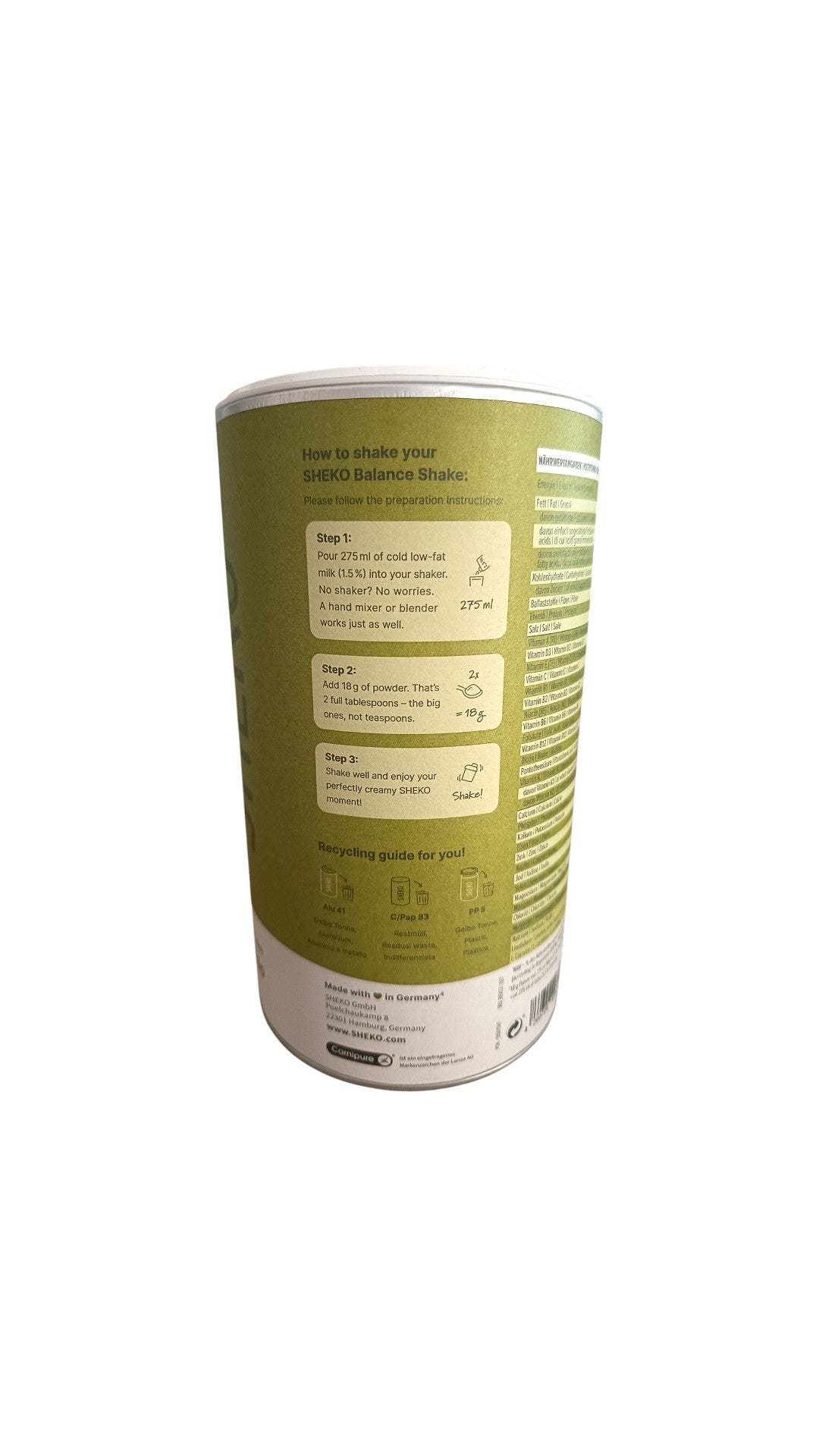 SHEKO Balance Shake Pistacchio 378g | Sostituto del Pasto Proteico