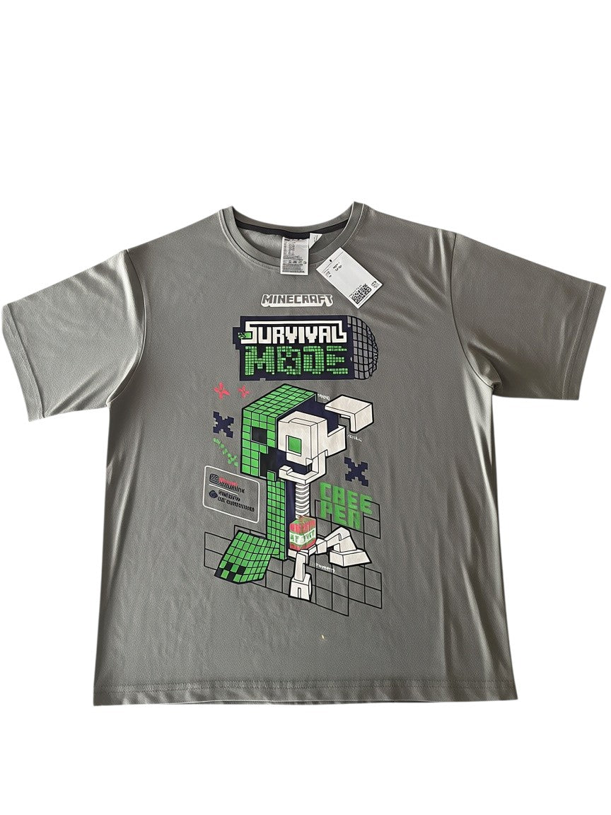 T-Shirt Minecraft H&M Grigia Survival Mode | 10-12 Anni