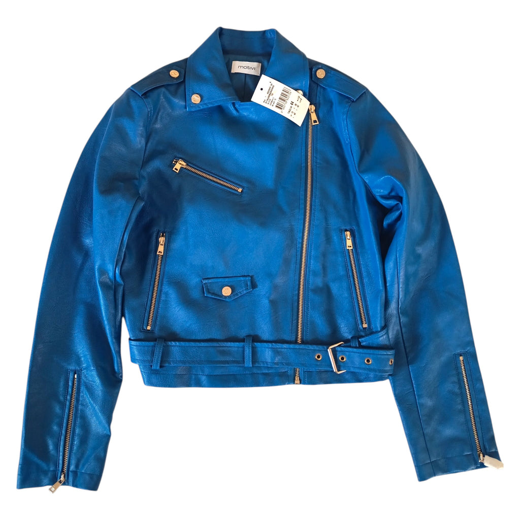 Giacca Biker Donna Motivi Blu Elettrico | Taglia 44