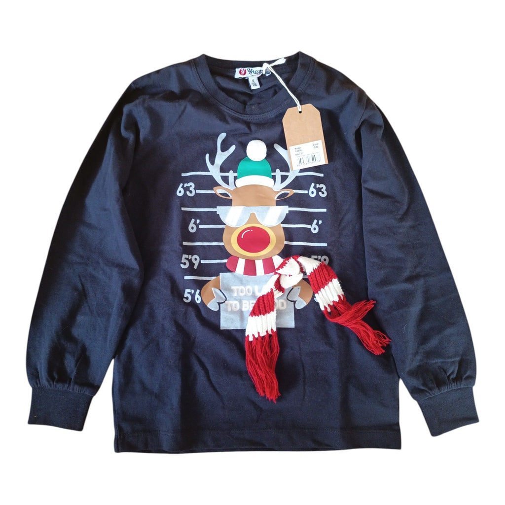 Maglia Natalizia Bambino Young Blu con Renna | 6 Anni (116 cm)