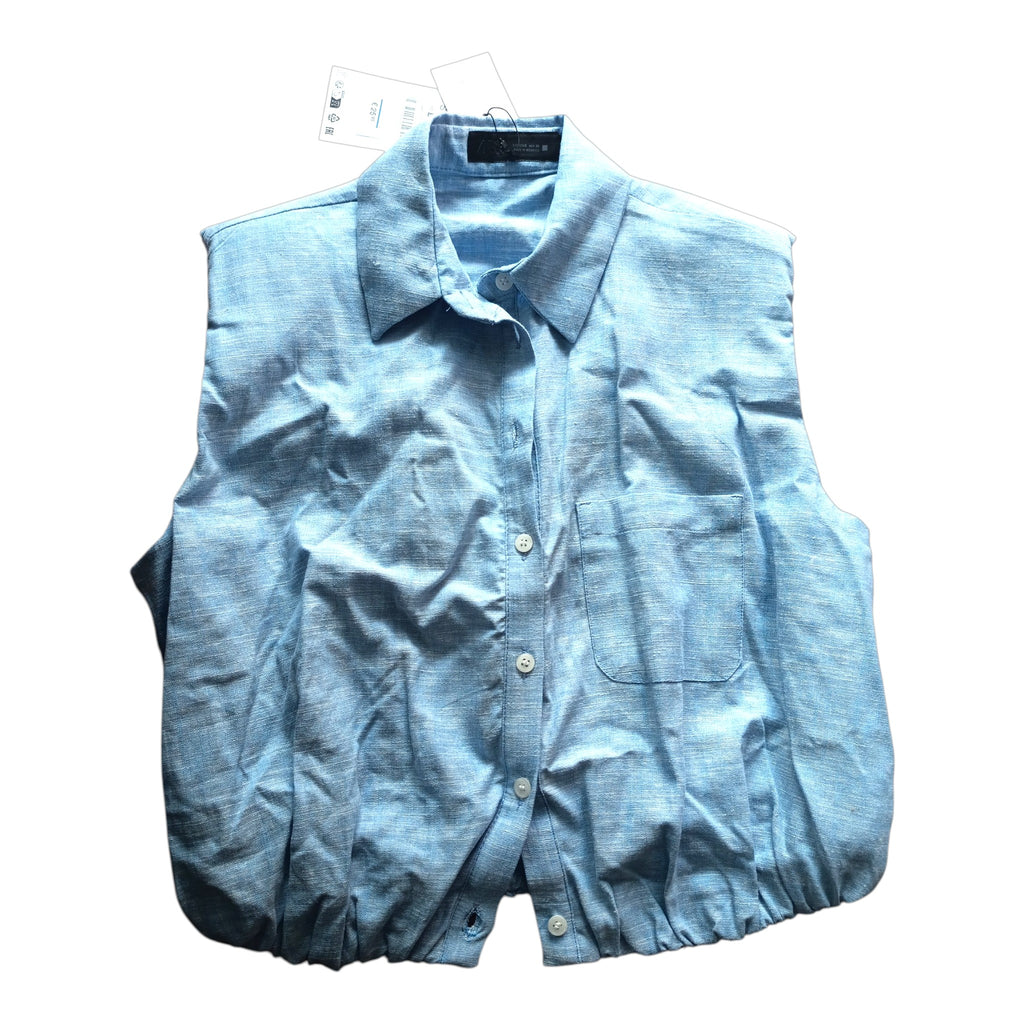 Completo Donna Zara Azzurro Top Crop e Pantaloni Palazzo | Taglia S