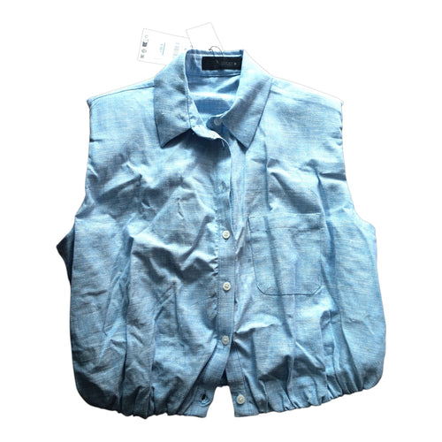 Completo Donna Zara Azzurro Top Crop e Pantaloni Palazzo | Taglia S