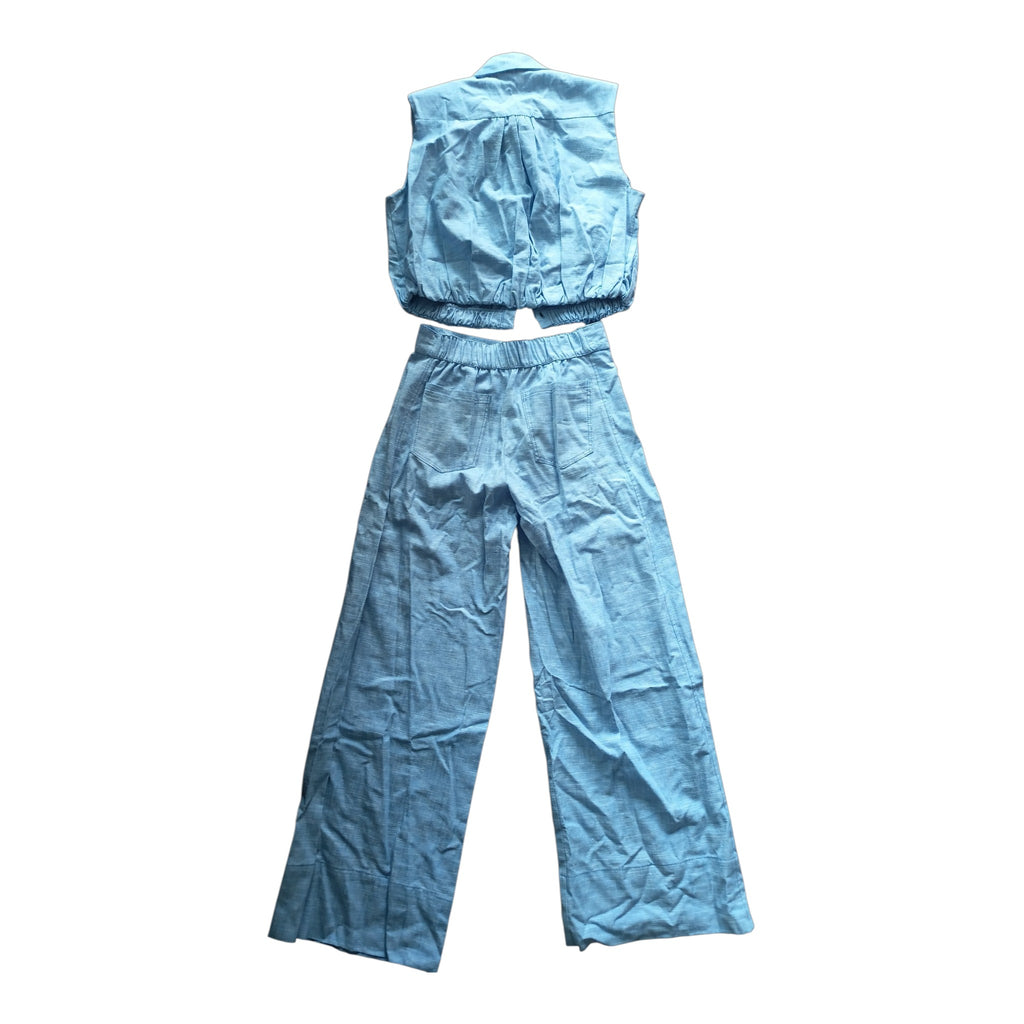 Completo Donna Zara Azzurro Top Crop e Pantaloni Palazzo | Taglia S